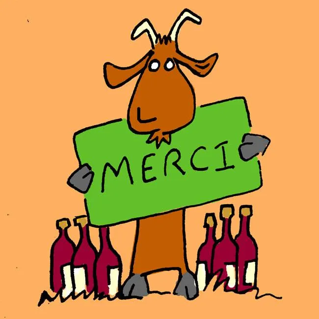 Mascotte chèvre : « Merci »
